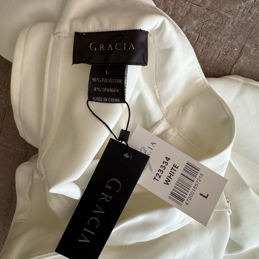 NWT GRACIA + WHITE + SLEEVLESS + BOW - Picture 3 of 10